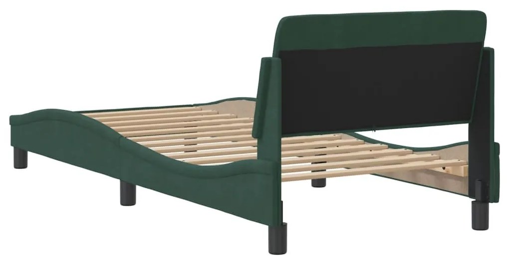 Estrutura de cama sem colchão 90x200 cm veludo verde-escuro