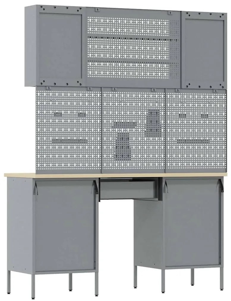 Conjunto de 7 Peças de Banco de Trabalho em Aço Preto