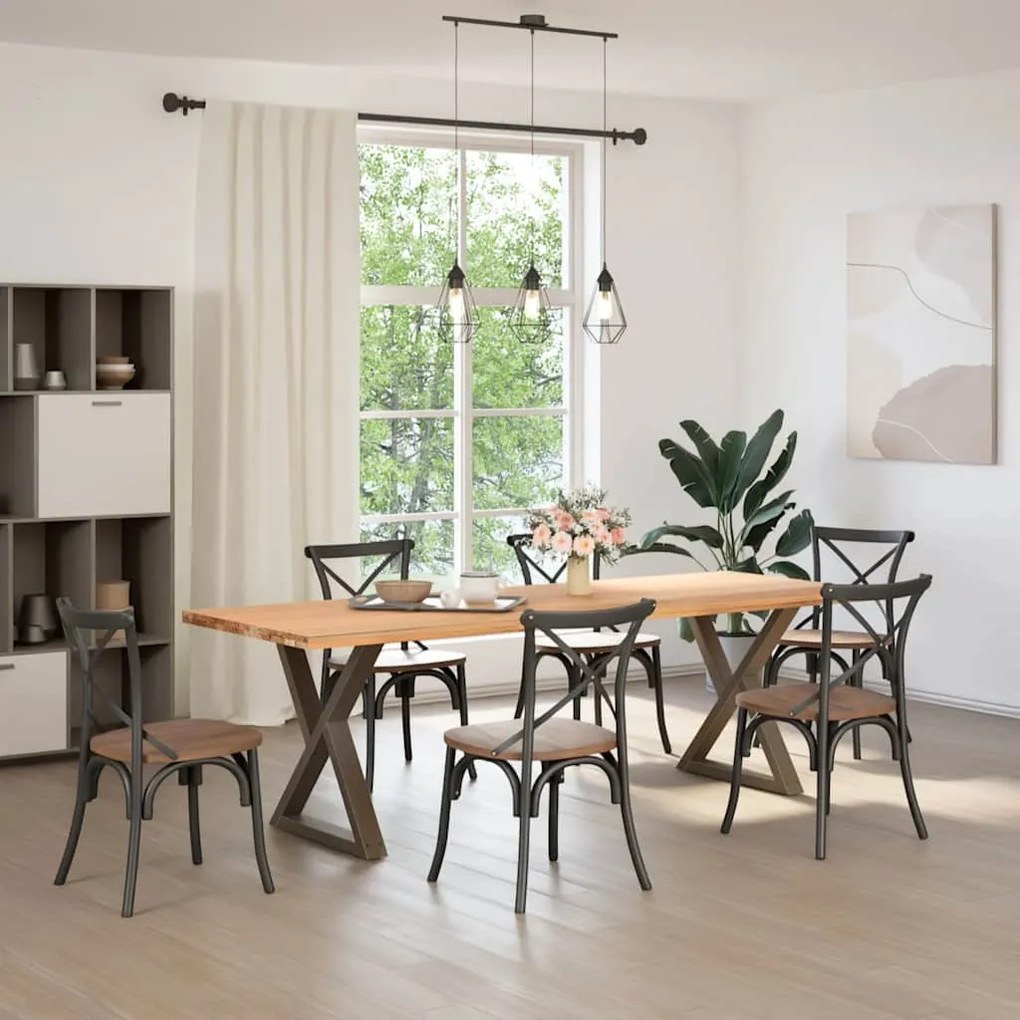Pés para mesa de jantar 2 peças aço natural 70x(72-73,3) cm aço