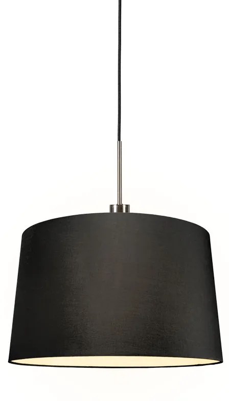 Candeeiro de suspensão moderno em aço com abajur 45 cm preto - Combi 1 Country / Rústico,Moderno