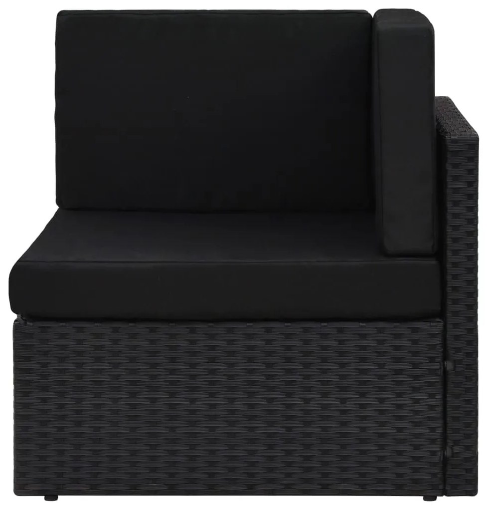 8 pcs conjunto lounge de jardim c/ almofadões vime PE preto