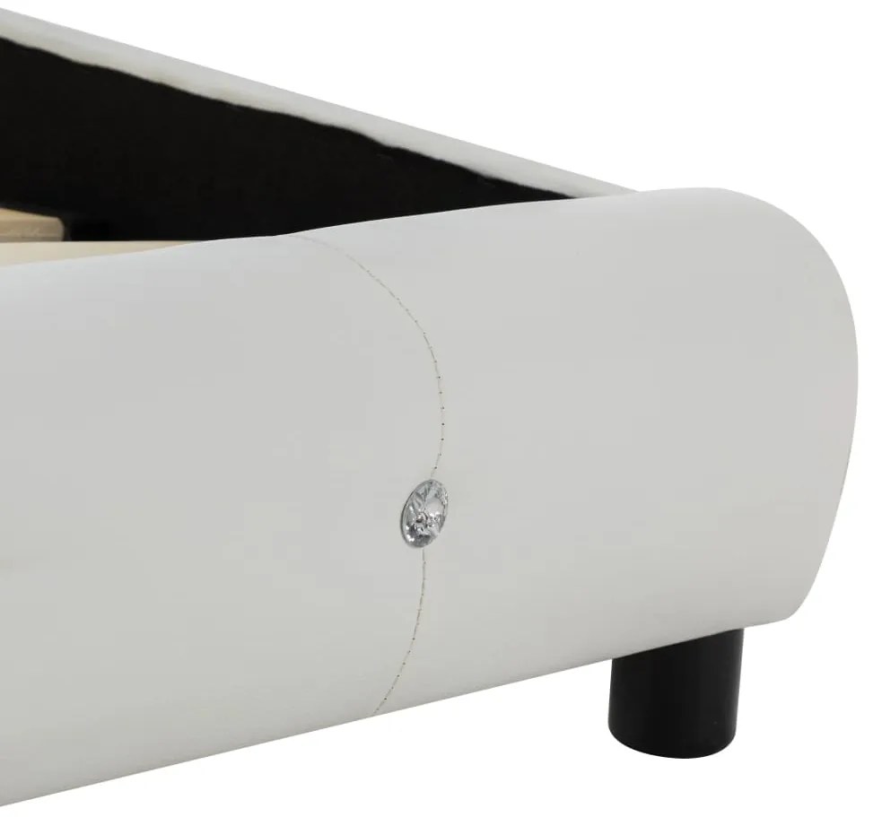 Cama com colchão 160x200 cm couro artificial branco