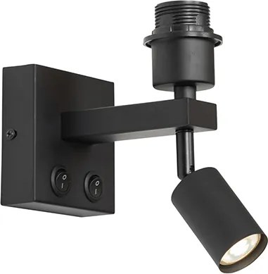 Candeeiro de parede moderno preto com luz de leitura - Brescia