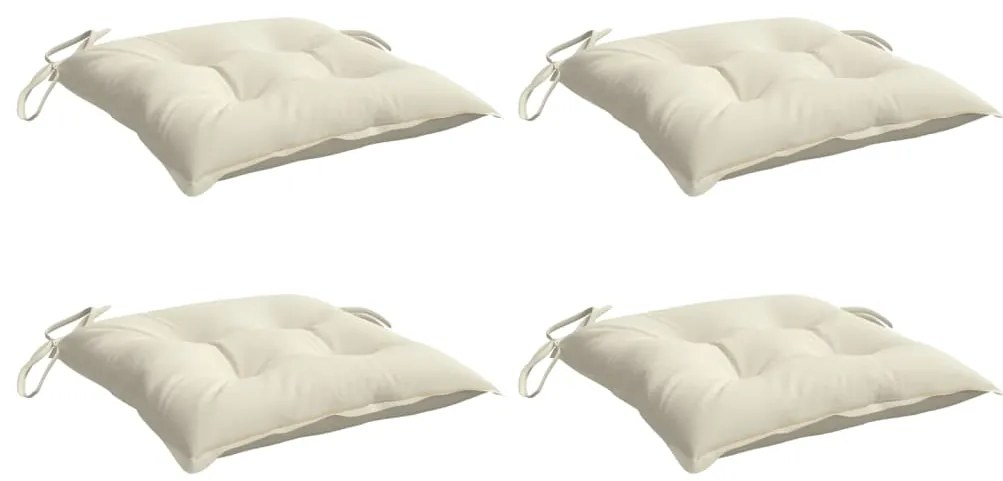 Almofadões de cadeira 4 pcs 50x50x7cm tecido oxford branco nata