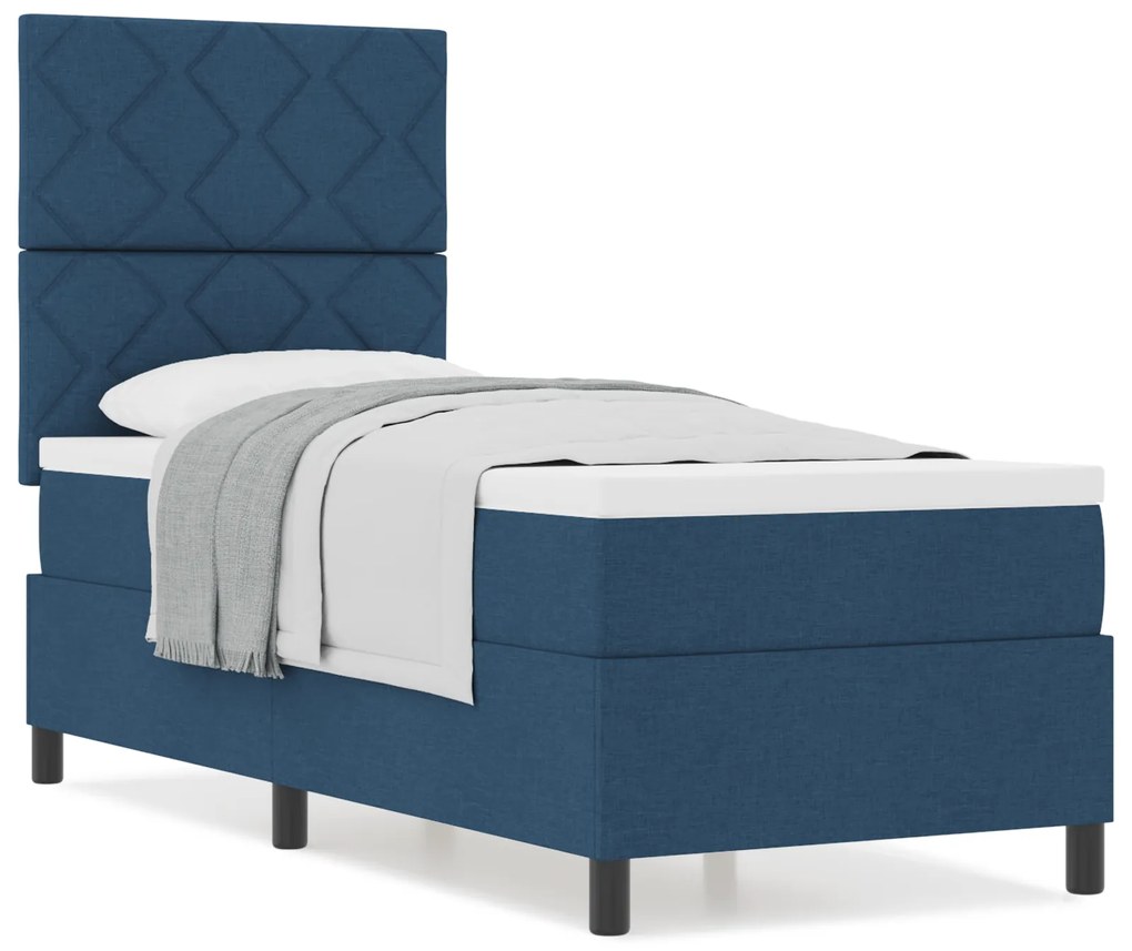 Cama Box Spring com Colchão Azul 80x200 cm Tecido