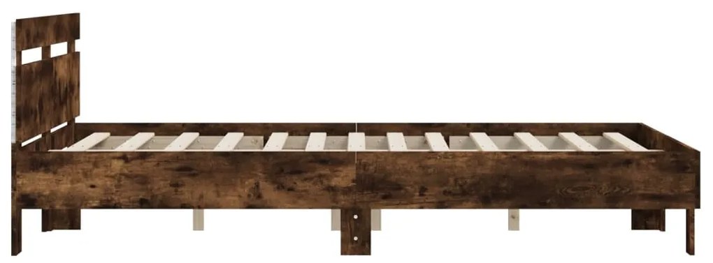 Estrutura cama c/ cabeceira/luzes LED 140x200cm carvalho fumado