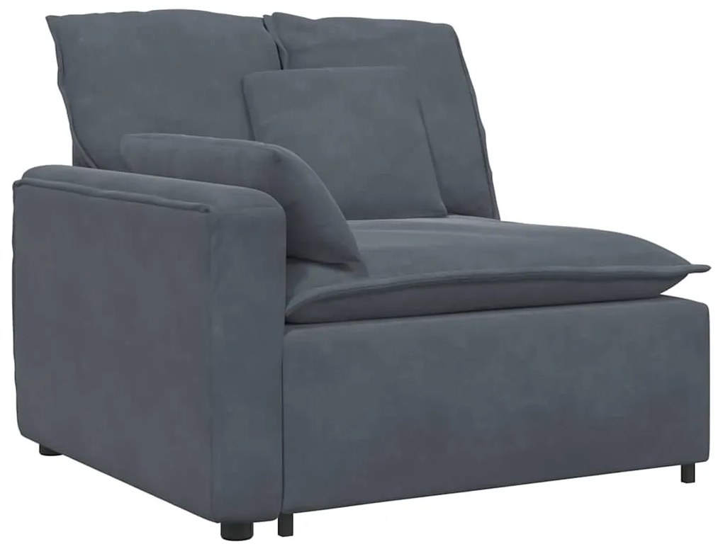 Sofá modular com almofadas veludo cinzento-escuro