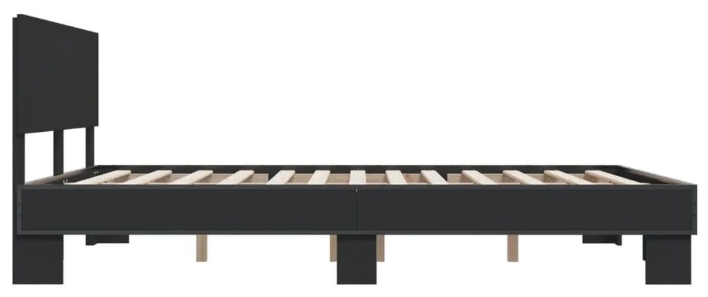 Estrutura de cama 150x200 cm derivados de madeira/metal preto