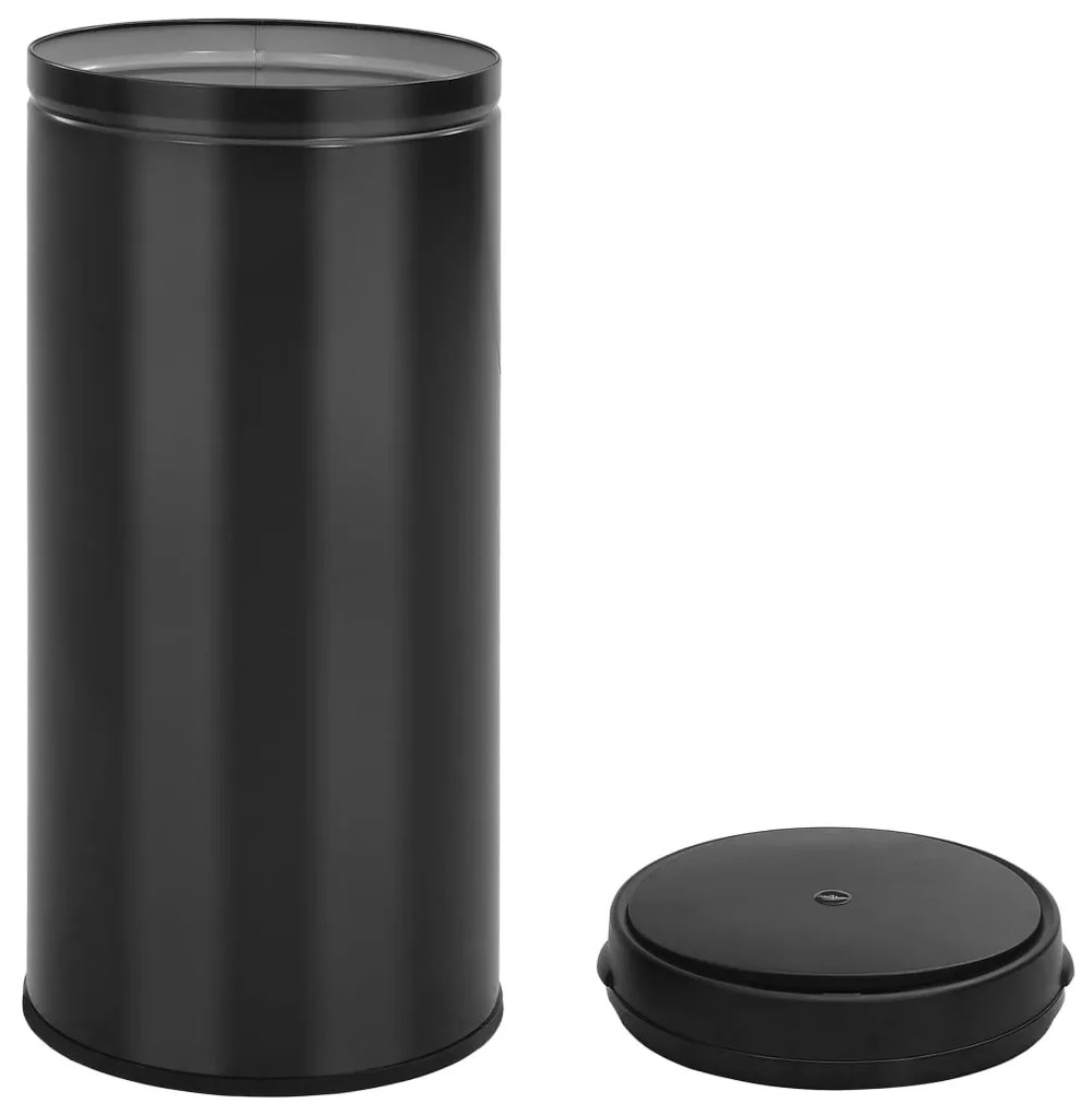 Caixote do lixo com sensor automático 80 L aço carbono preto