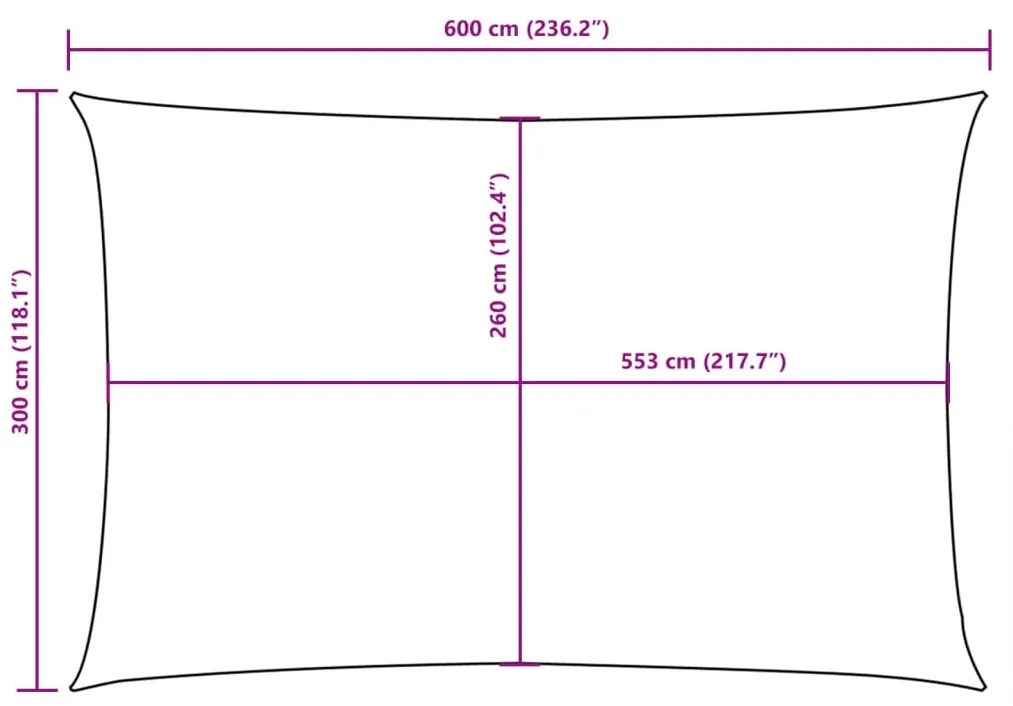 Para-sol estilo vela tecido oxford retangular 3x6 m azul