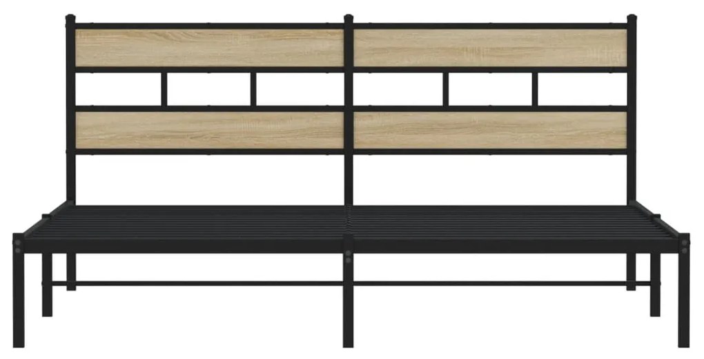 Estrutura de cama sem colchão 200x200cm metal carvalho sonoma