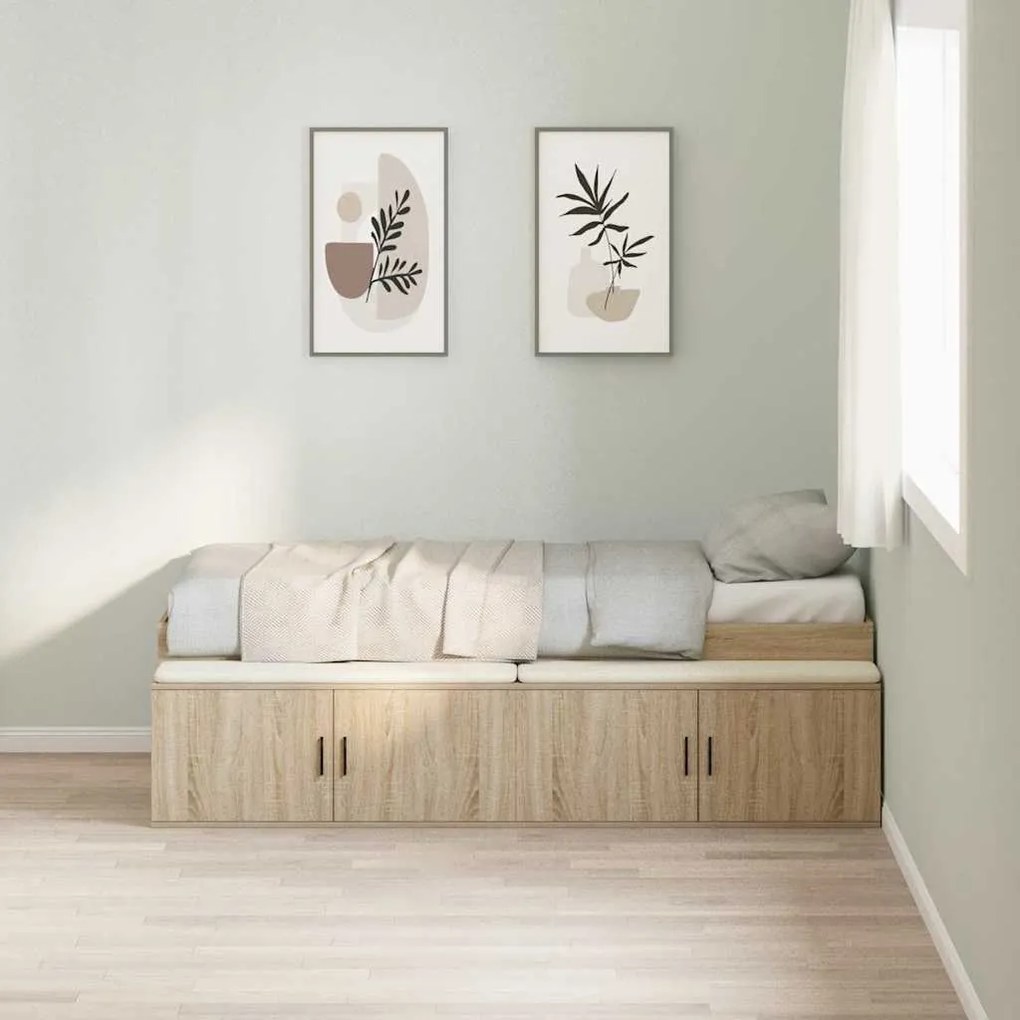 Estrutura de Cama de Armazenamento Carvalho Sonoma 90x200 cm