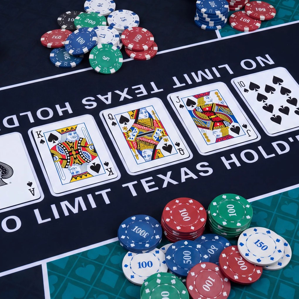 Tapete de Póquer Texas Hold'em, 179 x 89 cm, Base Antiderrapante, Verde