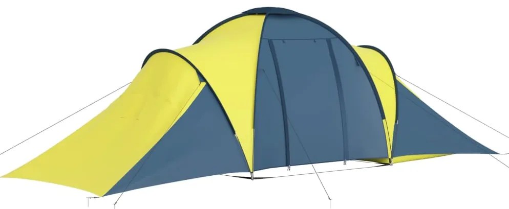Tenda de campismo para 6 pessoas azul e amarelo