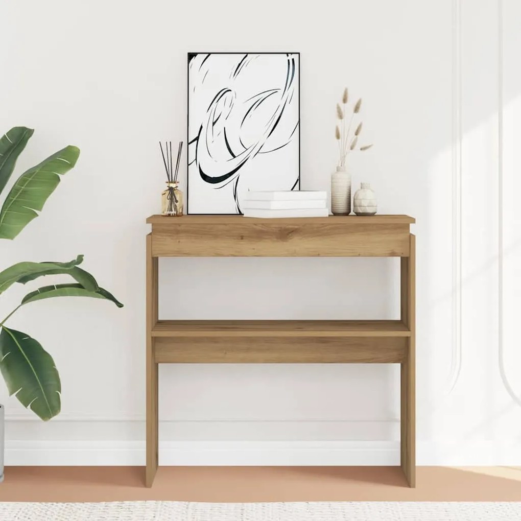 vidaXL Mesa consola 80x30x80 cm derivados madeira carvalho artisiano