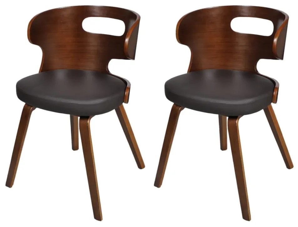 vidaXL Cadeiras de jantar 2 pcs couro artificial castanho