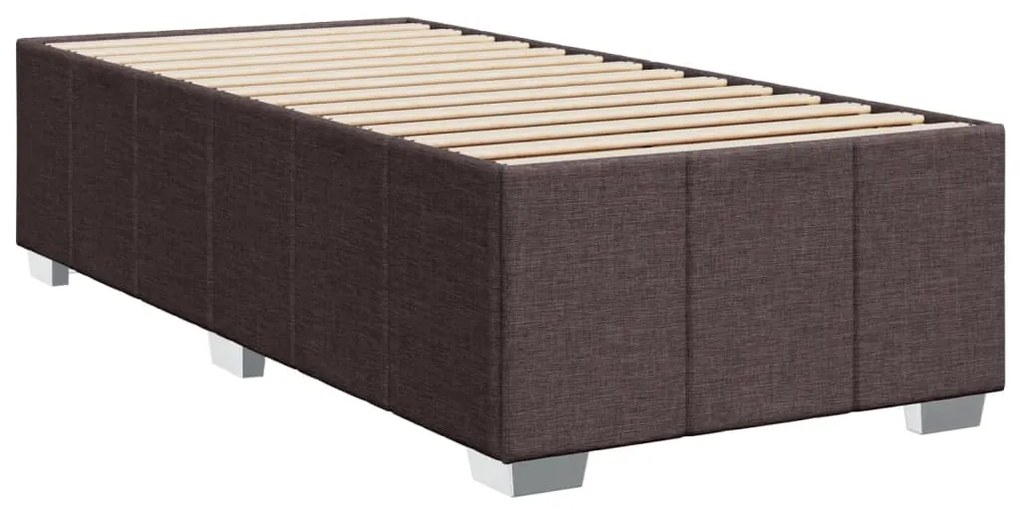 Estrutura de cama sem colchão 90x190 cm tecido castanho-escuro