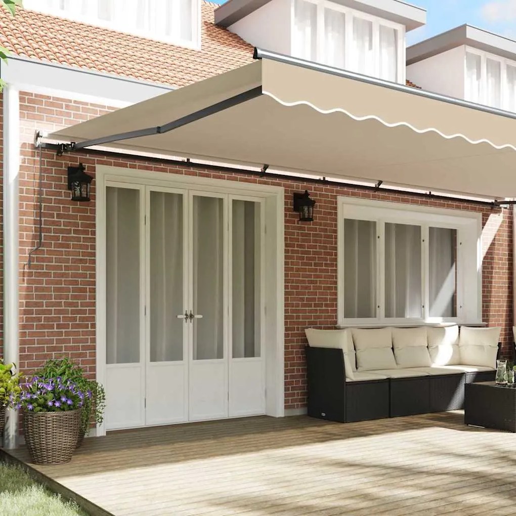 Toldo Manual Bege 600 × 300 cm Poliéster e Alumínio