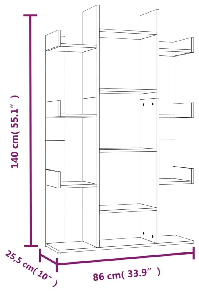 Estante 86x25,5x140 cm derivados de madeira cinzento sonoma