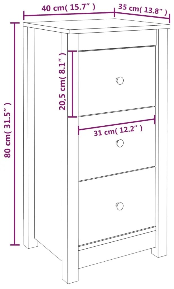 Aparadores 2 pcs 40x35x80 cm pinho maciço castanho mel