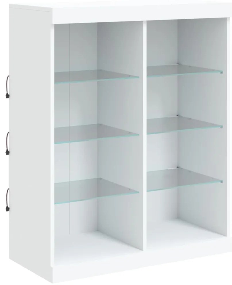 Aparador com luzes LED 81x37x100 cm branco