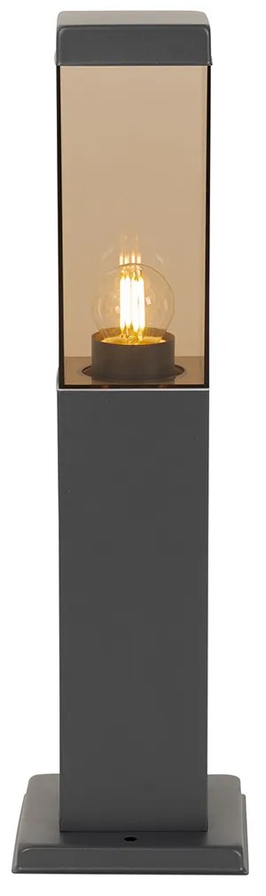 Candeeiro de poste exterior moderno cinzento escuro com fumo 45 cm - Malios