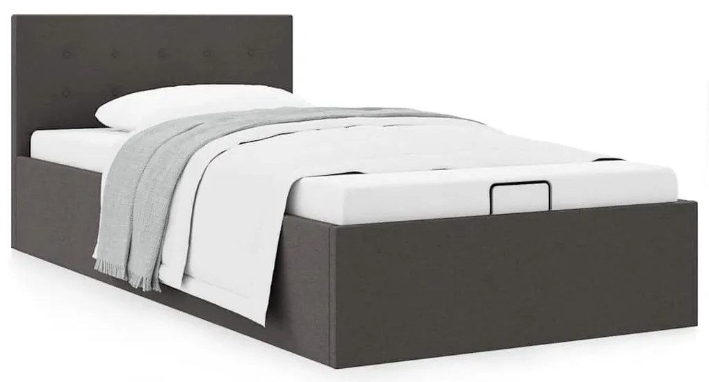 Cama hidráulica arrumação 90x200cm tecido cinza-escuro