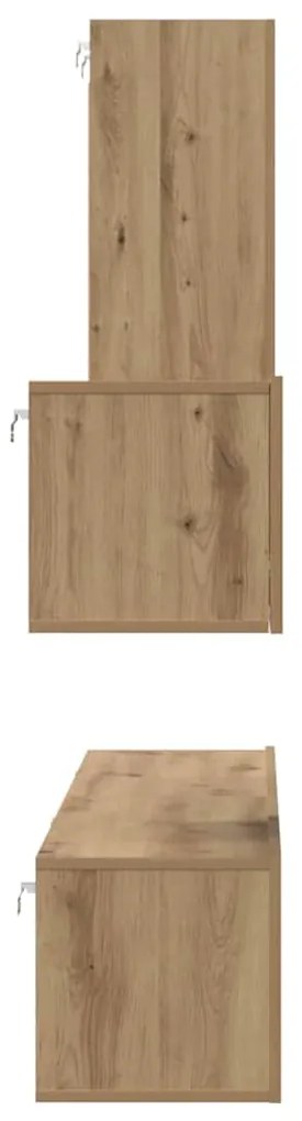 Gabinete de TV de Parede 4 pcs Carvalho Artesanal