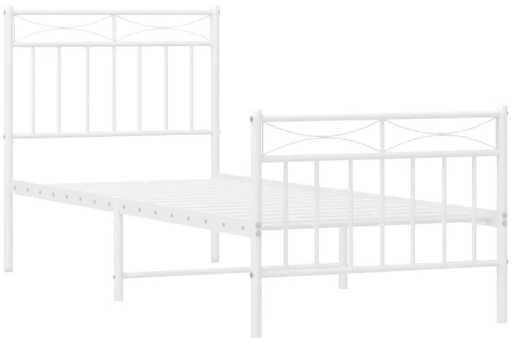 Estrutura de cama com cabeceira e pés 75x190 cm metal branco