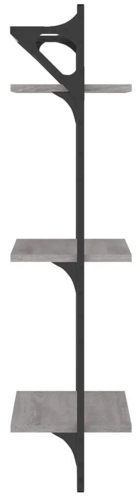 Estante 3 prateleiras c/ barras 2pcs 30x25x100 cm cinza sonoma