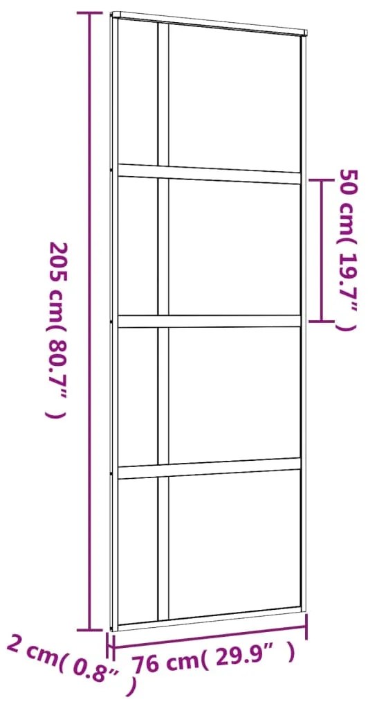 Porta deslizante 76x205 cm vidro ESG/alumínio dourado