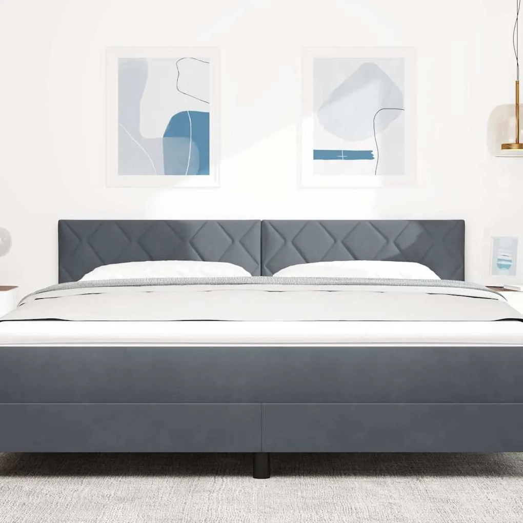 Cabeceira com design de blocos de diamante em cinza escuro, 180 cm em