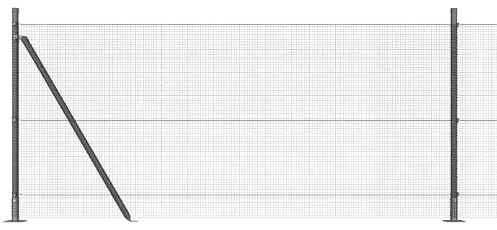 Cerca de Fios Soldados com 13 Postes Flanchados Cinza 0,8x25 m de Aço