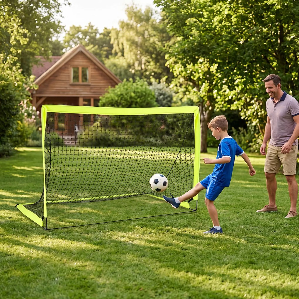 Conjunto de 2 Balizas de Futebol Infantis Pop-up, 182 x 122 x 118 cm, Estrutura Dobrável, Verde