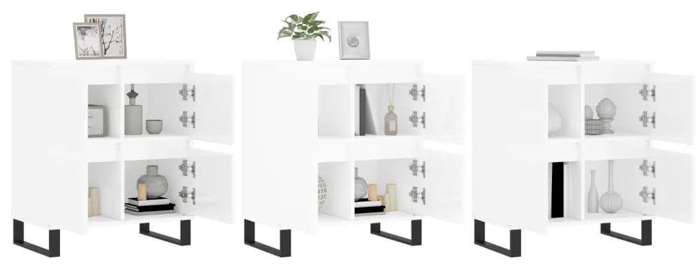 Aparadores 3 pcs derivados de madeira branco brilhante