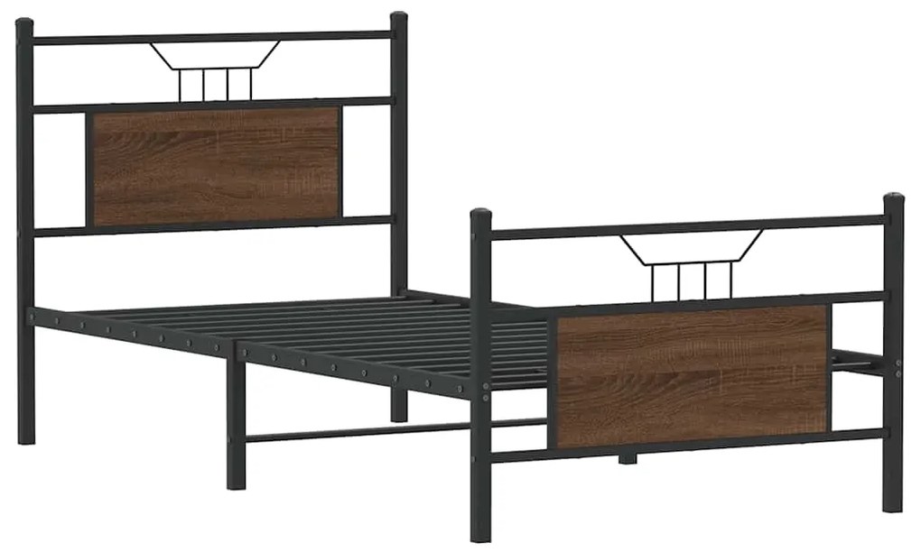 Estrutura cama s/ colchão derivados madeira carvalho castanho