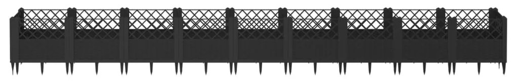 Vaso/floreira de jardim c/ estacas 363,5x43,5x43,5 cm PP preto