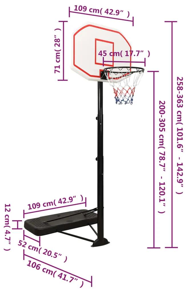 Tabela de basquetebol 258-363 cm polietileno branco