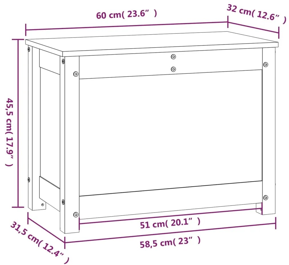 Caixa de arrumação 60x32x45,5 cm madeira de pinho maciça branco