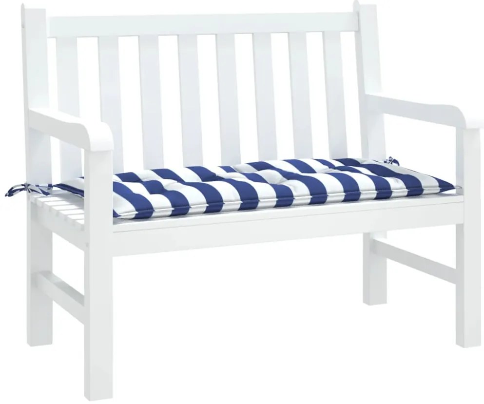 Almofadão p/ banco jardim 100x50x7 cm tecido oxford azul/branco