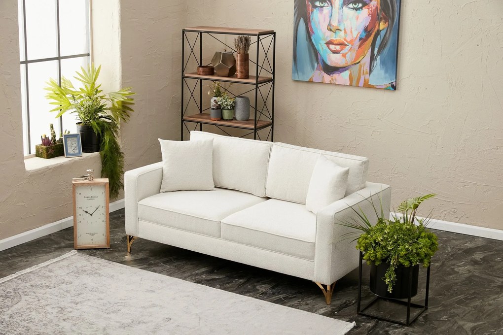 Sofá de 2 Lugares Berlin – Creme Dourado – 180x83x91 cm