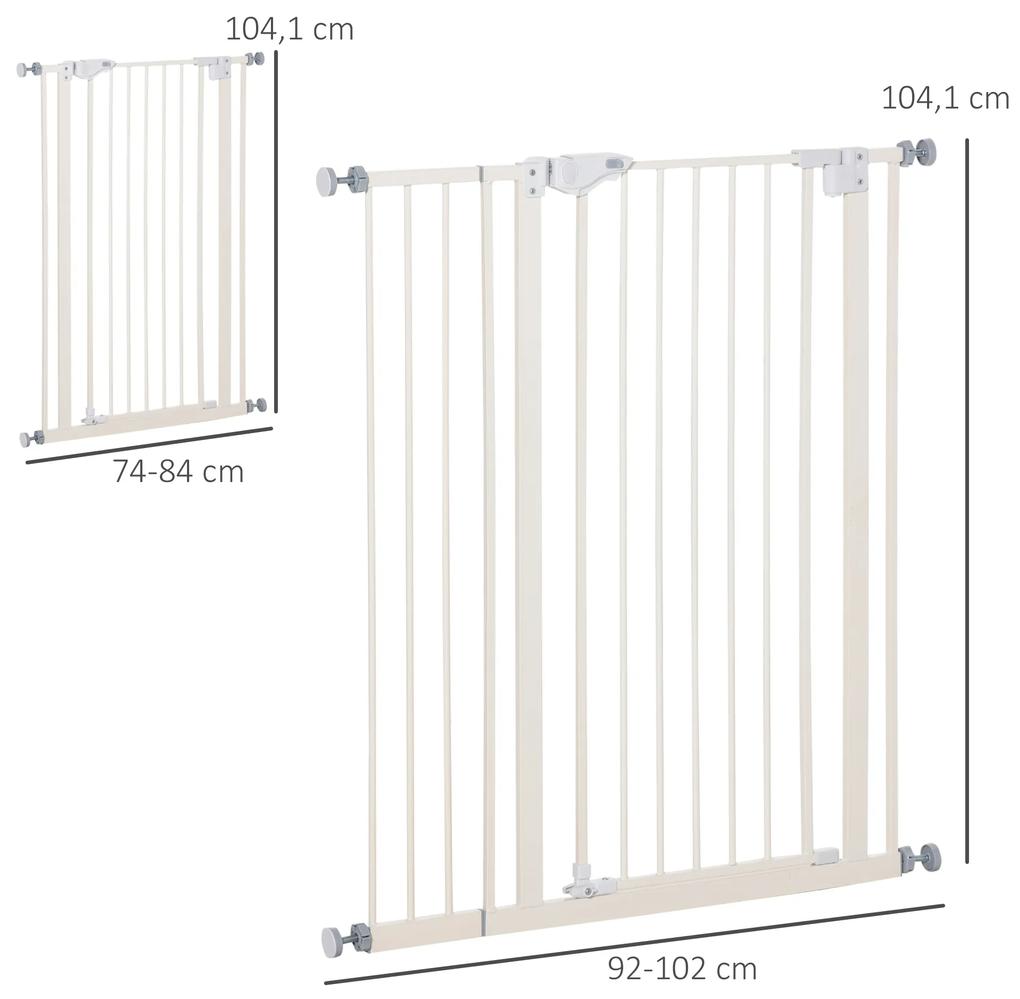 Barreira de Segurança para Portas e Escadas Barreira para Animais de Estimação com Fechadura Automática Extensível 17,5cm Metal 92-102x104,1cm Branco