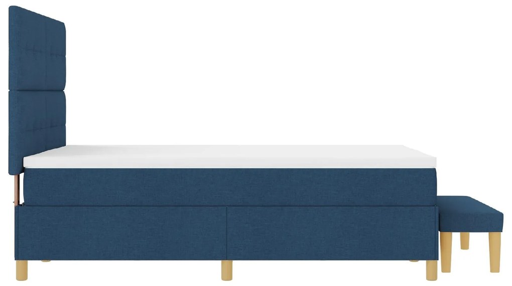Cama Box Spring vidaXL com Colchão e Banco Azul 140x190 cm Tecido