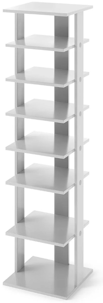 Sapateira vertical para sapatos com 7 níveis e dispositivo anti-tombamento, economiza espaço no quarto, 28,5 x 25,5 x 110 cm, cinza