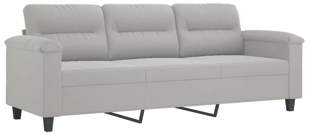 3 pcs conjunto sofás c/ almofadas tecido microfibra cinza-claro