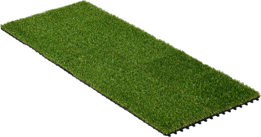 Conjunto de 10 placas quadradas de 30 x 30 cm Relva sintética artificial espessura «Conforto» de 3,5 cm, encaixáveis, verde