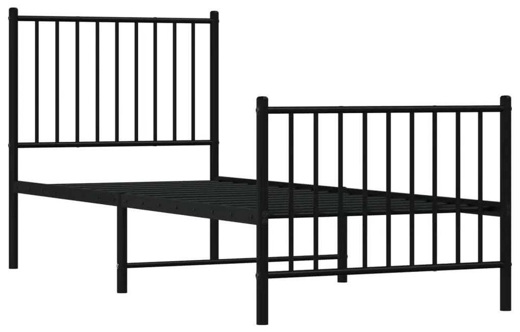 Estrutura de cama com cabeceira e pés 80x200 cm metal preto