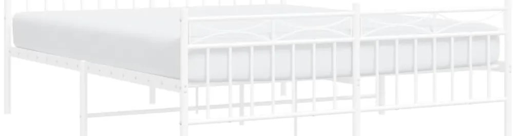 Estrutura de cama com cabeceira e pés 160x200 cm metal branco