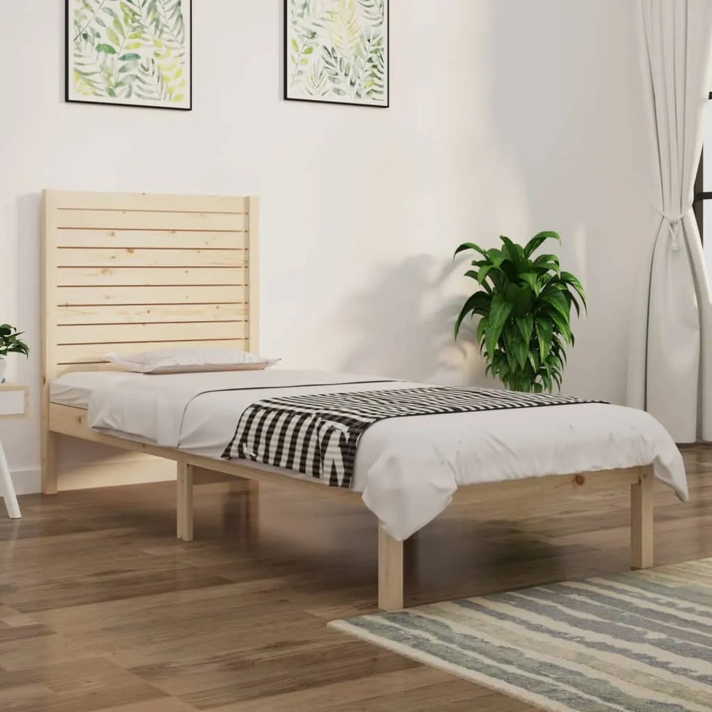 vidaXL Estrutura de cama solteiro 90x190 cm madeira maciça