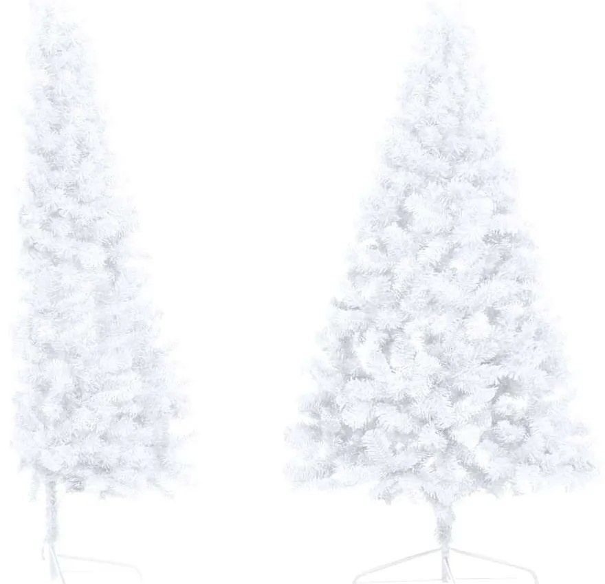 Meia árvore Natal artificial pré-iluminada c/ bolas branco